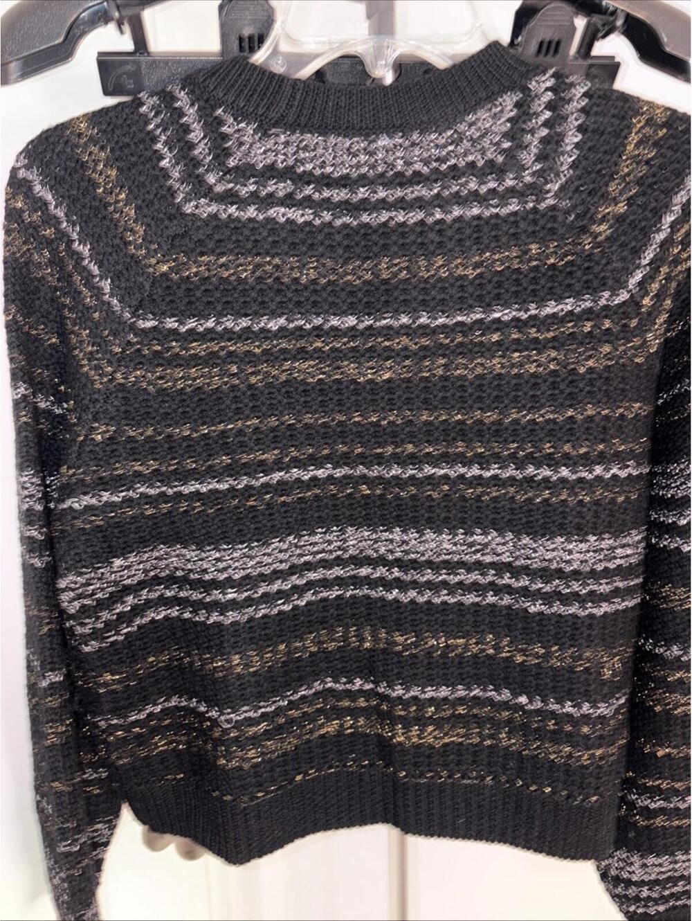 Milly metallic thread sweater size Small Cropped Boxy Puff Merino Wool - Picture 10 of 11